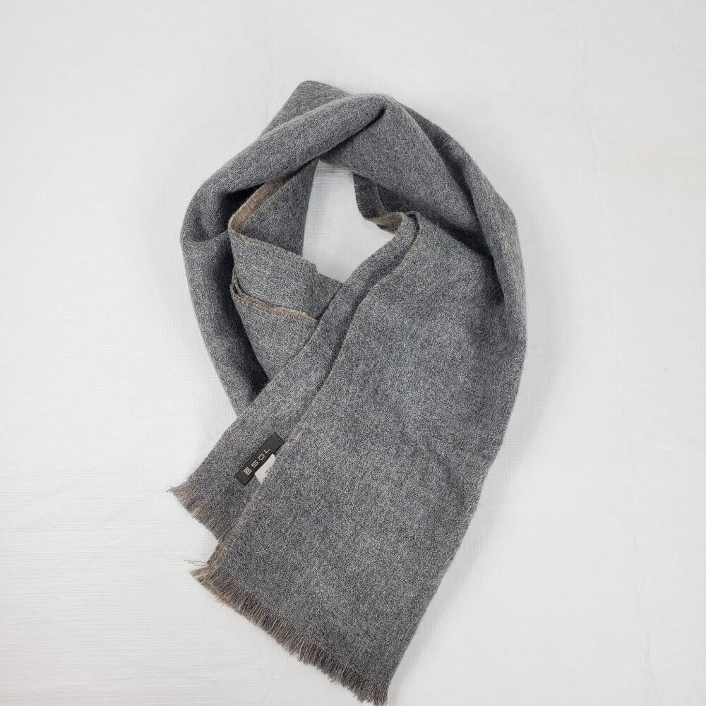 Sol Unisex Gray Rectangle Scarf Baby Alpaca Winter Fringeless Neck Warmer